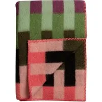 røros tweed - åsmund bold couverture en laine 200 x 135 cm, rose / vert