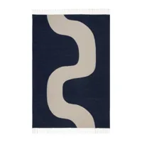 marimekko - seireeni couverture, 130 x 180 cm, blanc cassé / bleu foncé