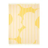 marimekko - vesi unikko couverture en laine, 140 x 180 cm, spring yellow / ecru