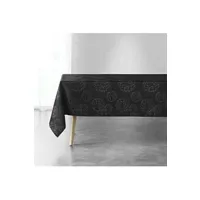 nappe de table douceur d'interieur nappe rectangle 140 x 240 cm jacquard fils metallises artifice noir/argent