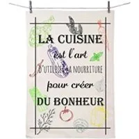 torchon enesco - essuie main en coton décoré - cuisine art du bonheur - 50 x 70 cm