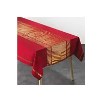 nappe de table douceur d'interieur nappe rectangle 140 x 240 cm coton uni+fils metallises elegancia rouge/or