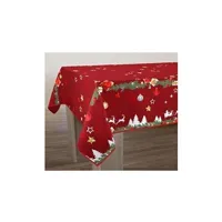 nappe de table le linge de jules nappe anti-taches noël rouge - taille : rectangle 150x200 cm