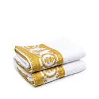 versace lot de deux serviettes de bain à imprimé baroque - blanc