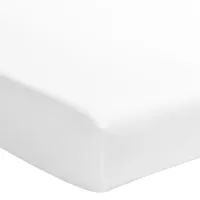 drap housse uni en satin de coton blanc 80x200