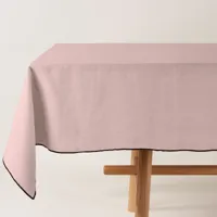 nappe rectangulaire en coton rose poudré et bourdon noir 170x320 cm