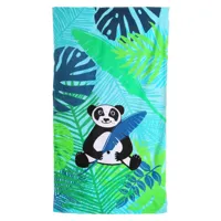 serviette microfibre enfant panda 70x140 vert