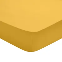 drap housse   coton jaune 180x200 cm
