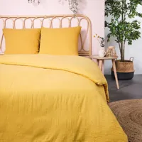 parure de lit en coton jaune 220x240 cm