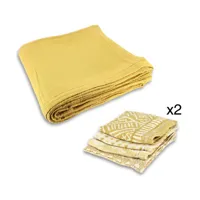 set d'une nappe et 8 serviettes de table jaune
