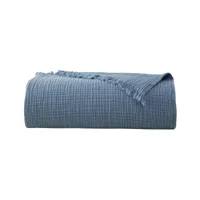 couvre lit en coton bleu 260 x 240 cm