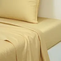 drap plat en satin de coton lavé jaune 270 x 300 cm