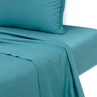 drap plat en satin de coton lavé bleu 240 x 300 cm