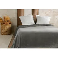 couvre lit velours gaufré - 180x240cm - gris