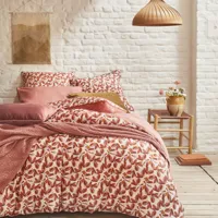 parure de lit en percale de coton rouge 140x200