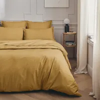 parure de lit en percale de coton jaune 260x240