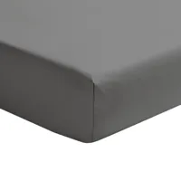 drap housse en percale de coton gris 160x200