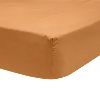 drap housse en percale de coton brun 160x200