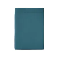 drap plat en percale de coton bleu 270x300