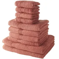 lot de 4 serviettes invité 30x50 cm + 4 serviettes de bain 50x100 cm + 2 draps de bain 70x130 cm 100% coton terracotta - today