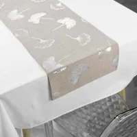 paris prix - nappe & chemin de table euphoria 140x250cm blanc & noisette